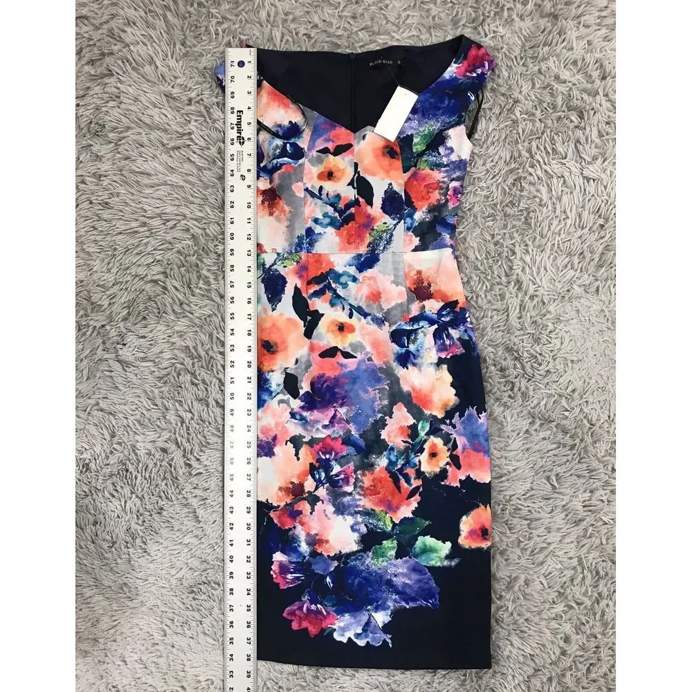 Black Halo Wishing Well Floral Jackie‎ O Sheath Dress Navy Multi 0 glam chic